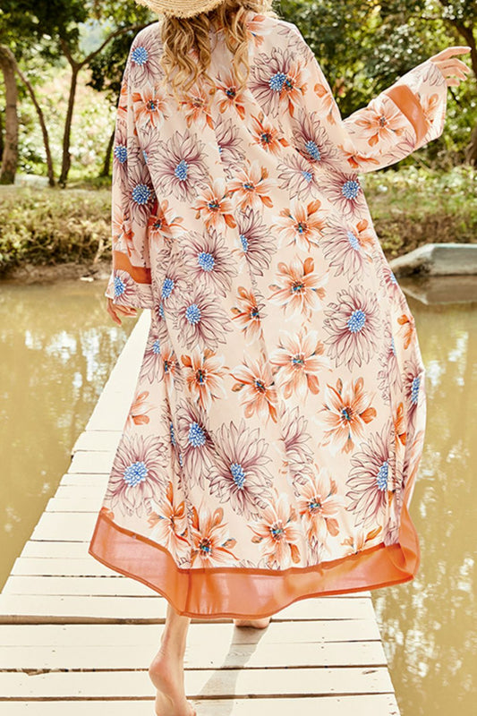 Floral Open Front Duster Cover Up - Cover-Ups - FITGGINS