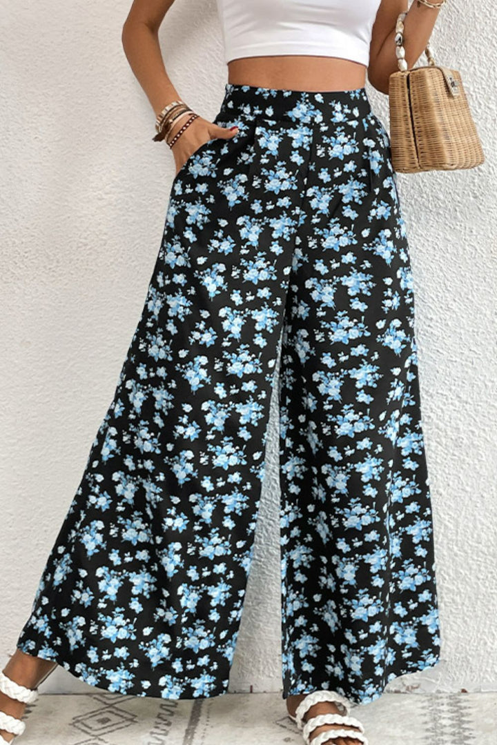 Floral Pocket Culottes - Pants - FITGGINS