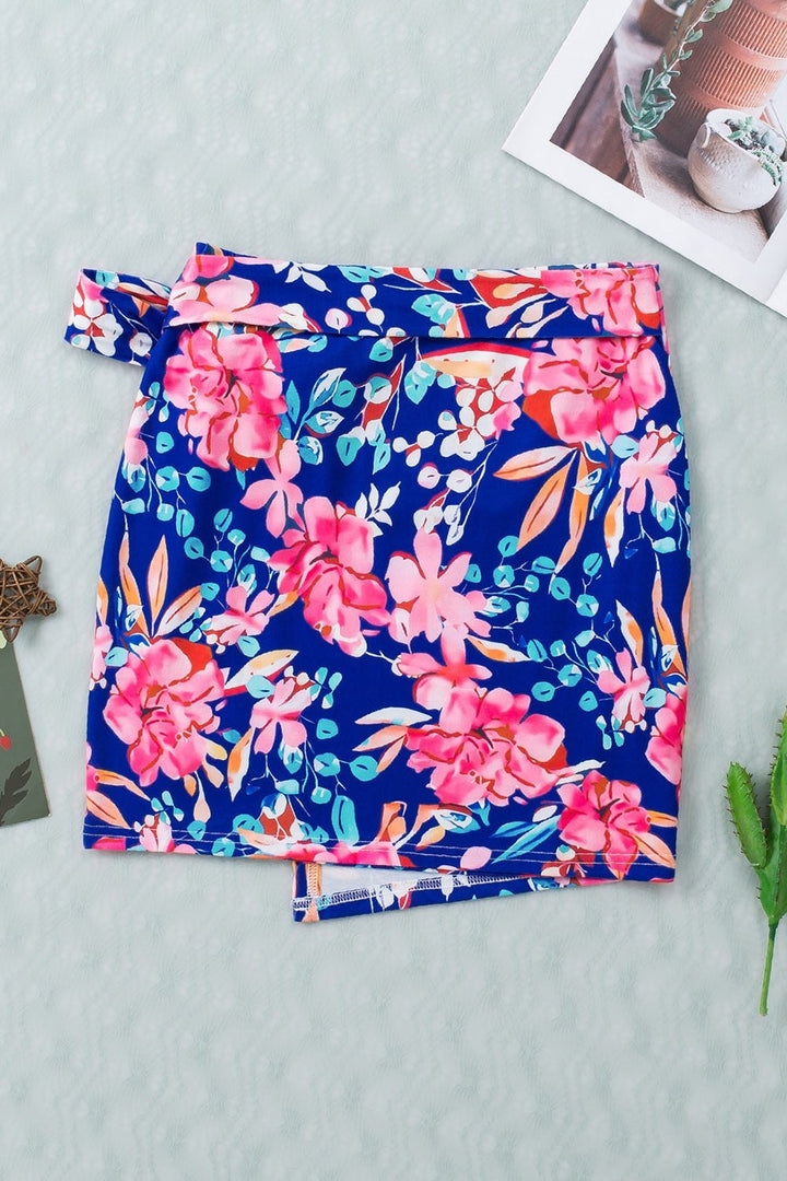 Floral Tied Mini Skirt - Skirts - FITGGINS