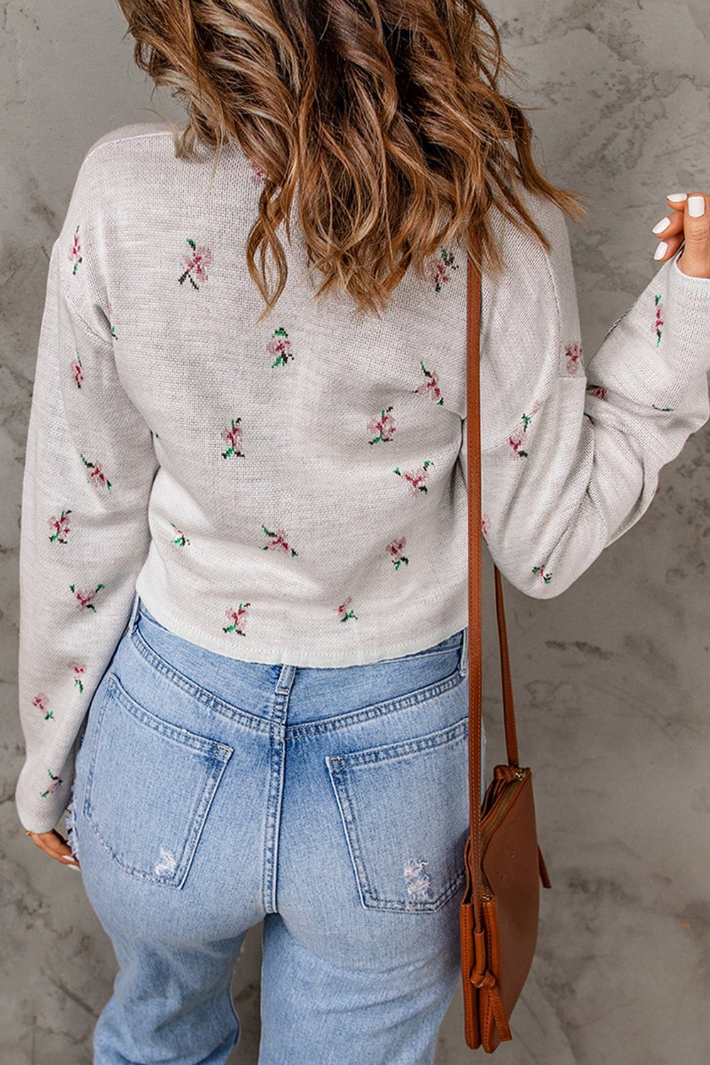 Floral Button Down Cropped Cardigan - Cardigans - FITGGINS