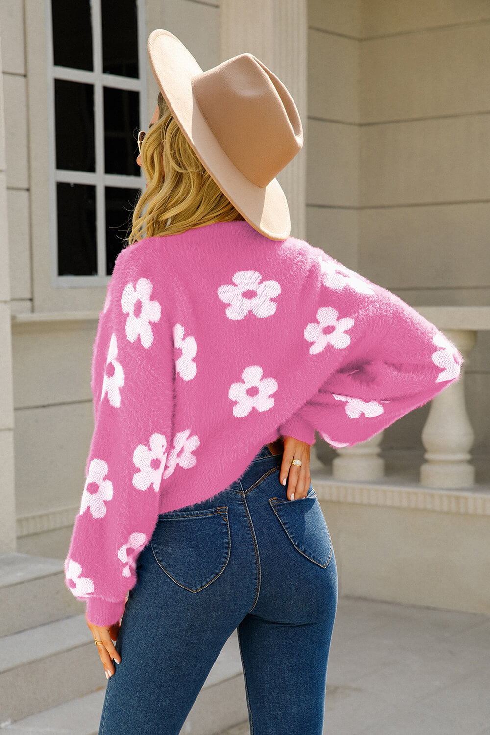Floral Open Front Fuzzy Cardigan - Cardigans - FITGGINS