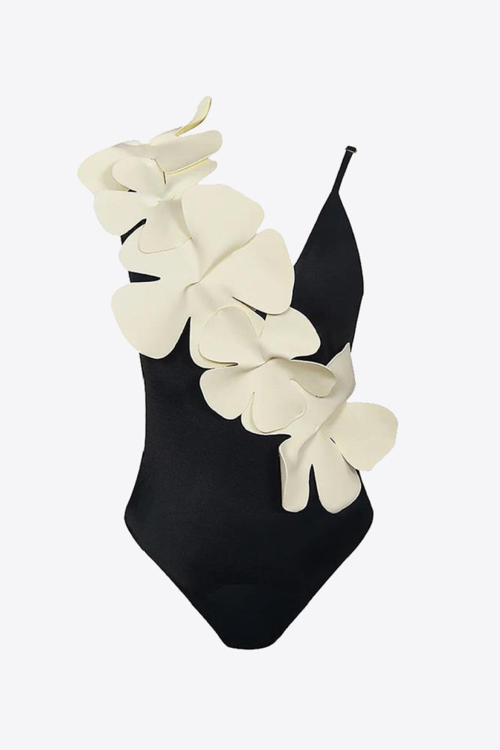 Flower Contrast One-Piece Swimsuit - Swimwear One-Pieces - FITGGINS