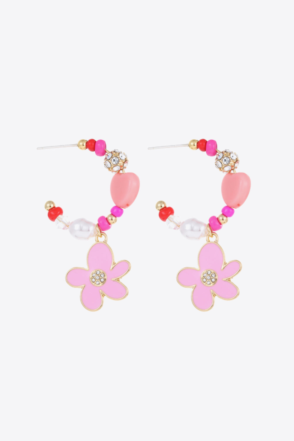 Flower C-Hoop Drop Earrings - Earrings - FITGGINS