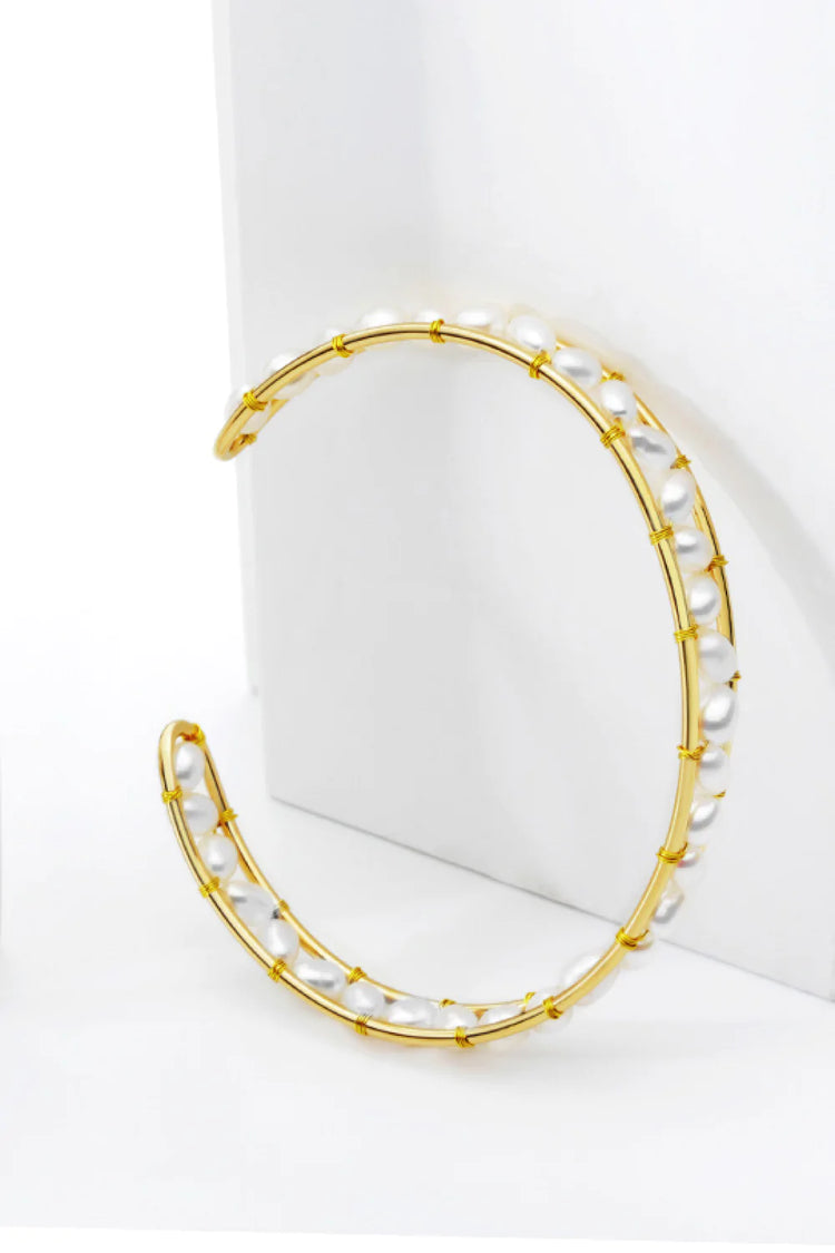 Freshwater Pearl Copper Open Bracelet - Bracelets - FITGGINS