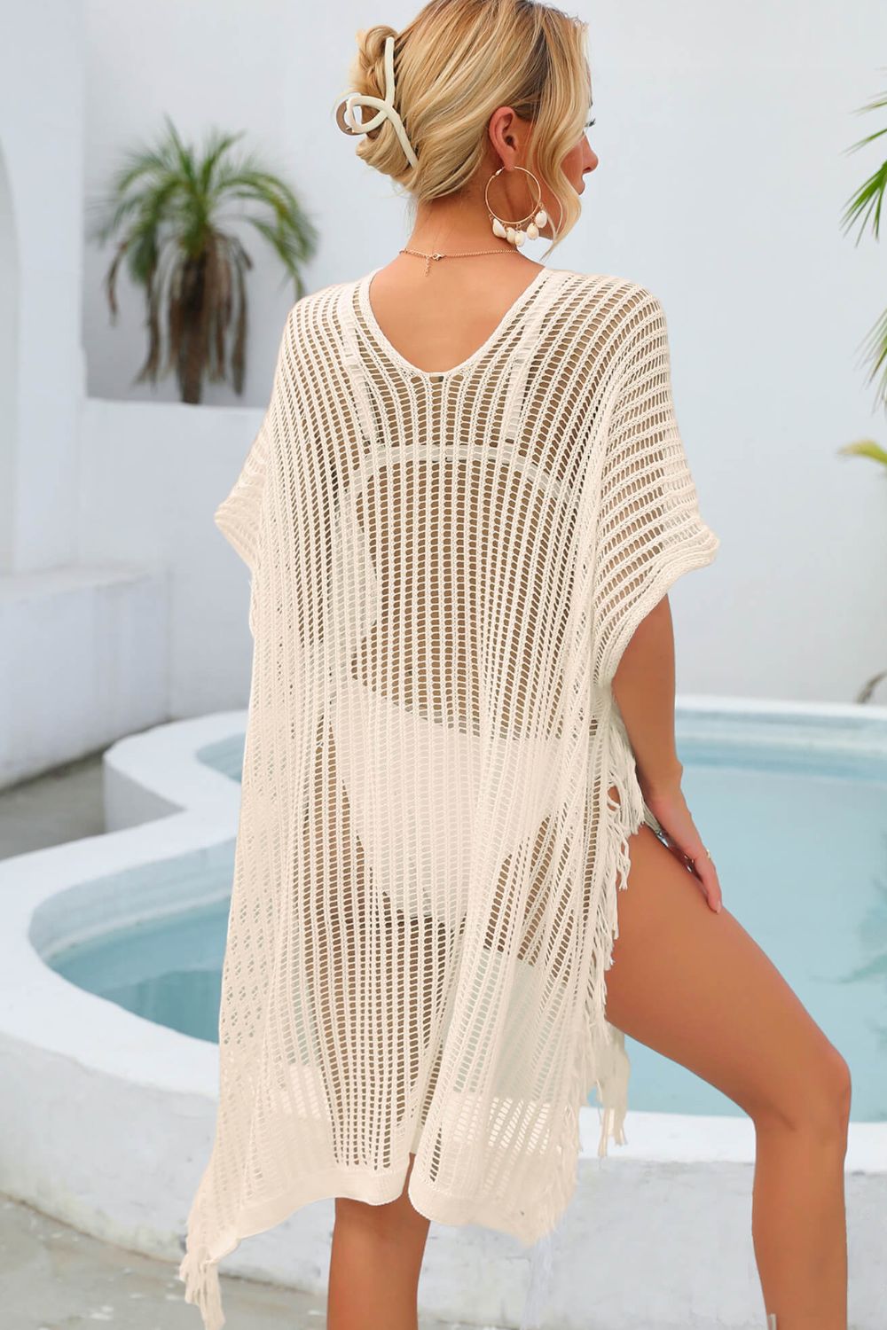 Fringe Trim Openwork Cover Up - Cover-Ups - FITGGINS