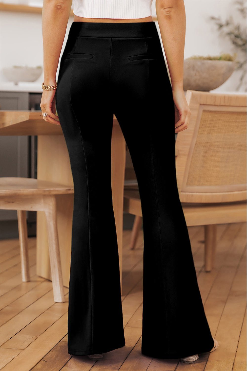 Front Slit Flare Leg Pants - Pants - FITGGINS