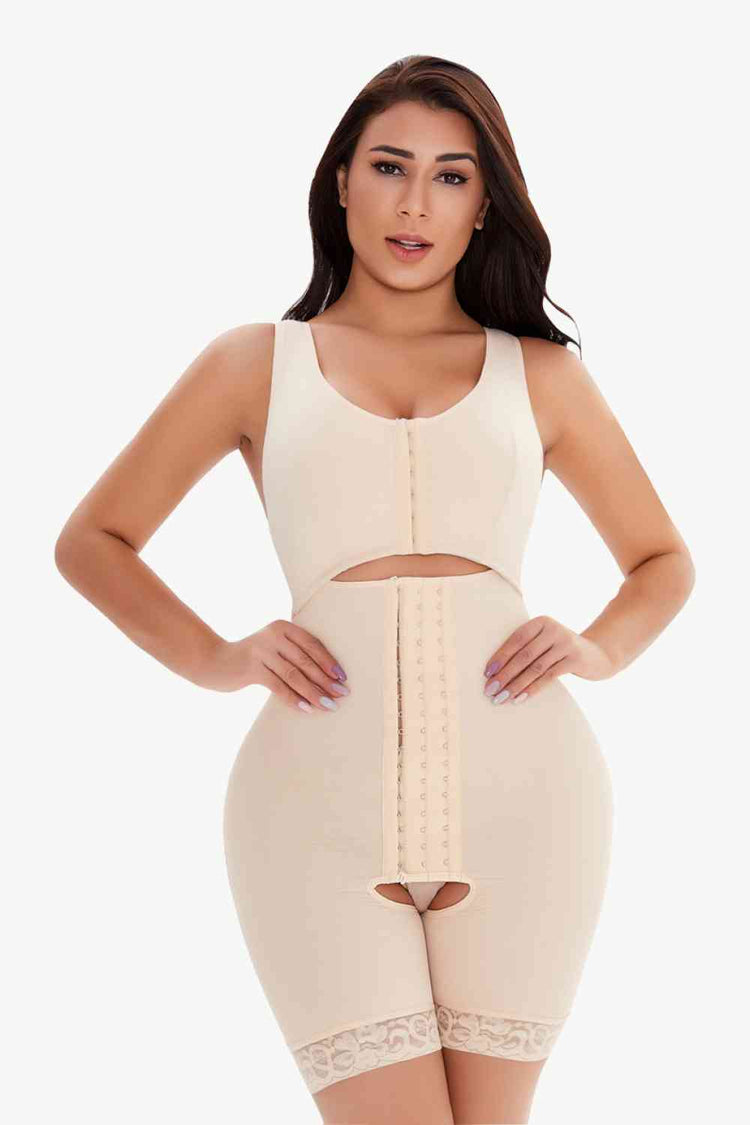 Full Size Cutout Lace Detail Hook-and Eye Shaping Shorts - Shapewear - FITGGINS