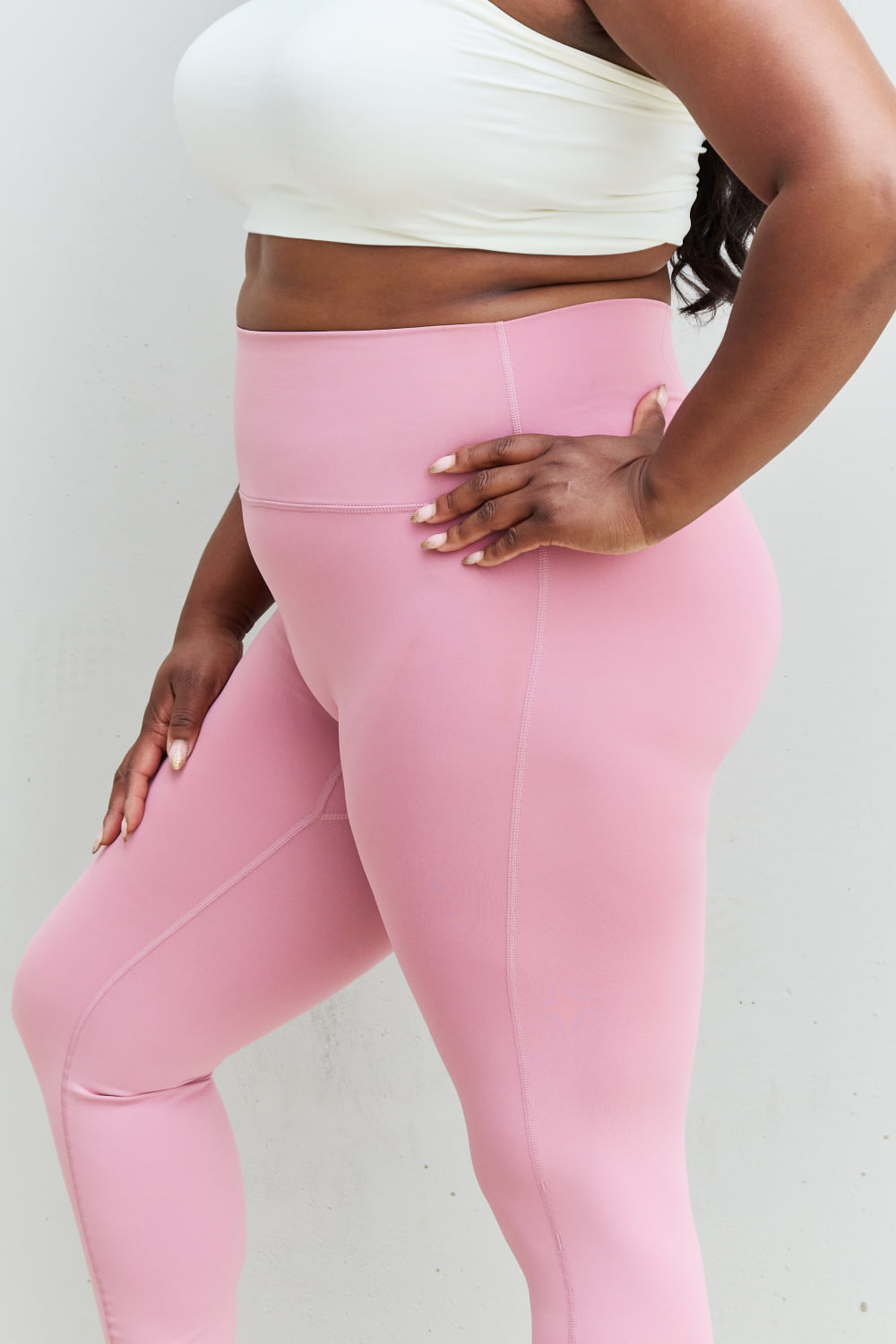 Full Size High Waist Active Leggings in Light Rose - Leggings - FITGGINS