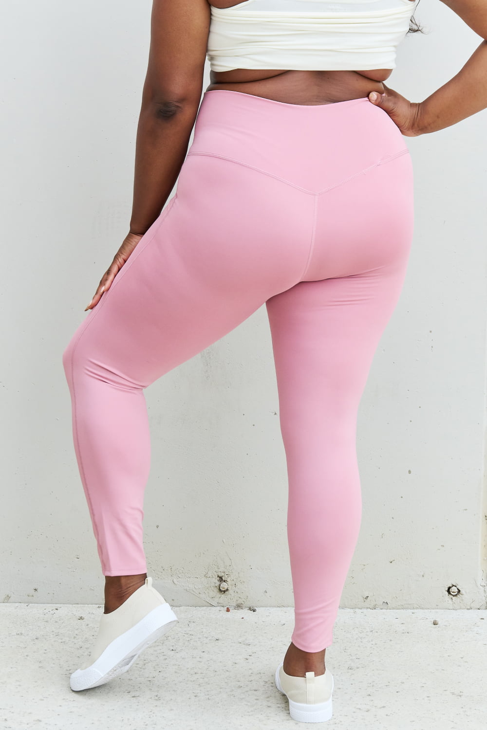 Full Size High Waist Active Leggings in Light Rose - Leggings - FITGGINS