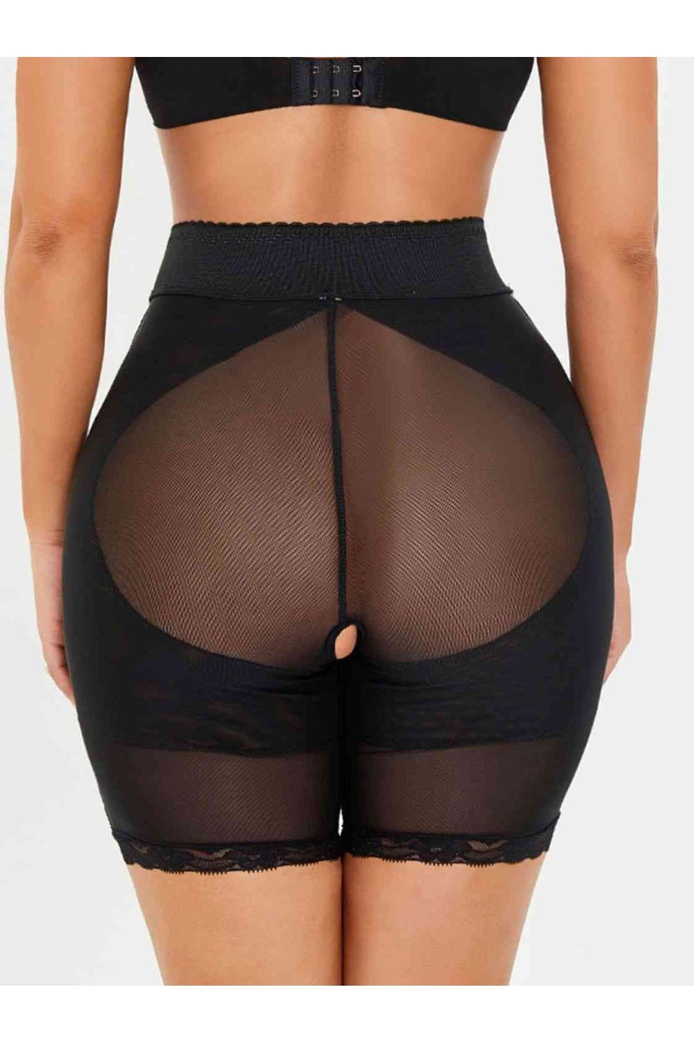 Full Size High-Waisted Lace Trim Shaping Shorts - Shapewear - FITGGINS