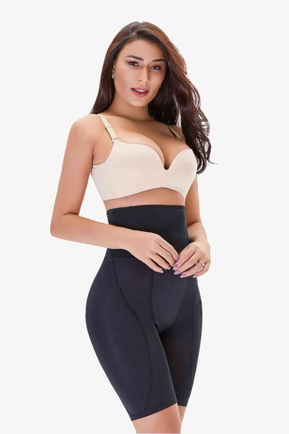Full Size High Waisted Pull-On Shaping Shorts - Shapewear - FITGGINS