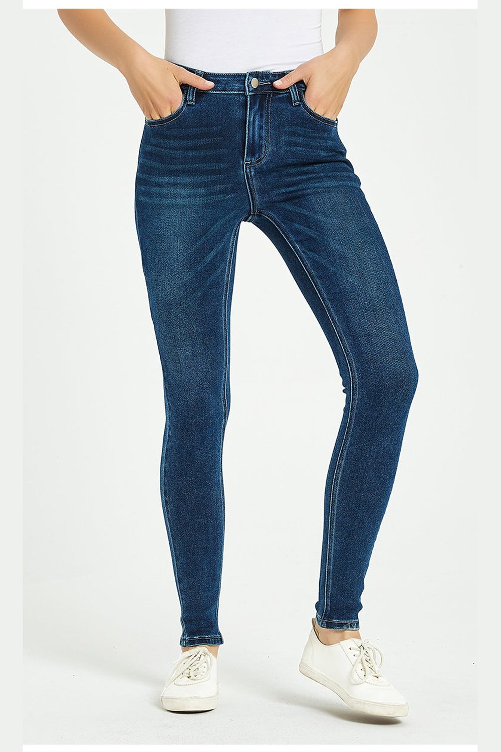Full Size Mid-Rise Waist Skinny Jeans - Jeans - FITGGINS