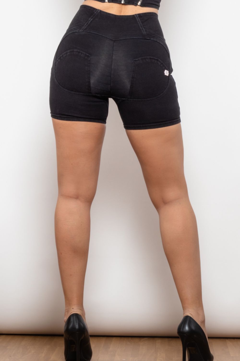 Full Size Side Stripe Zip Closure Denim Shorts - Denim Shorts - FITGGINS