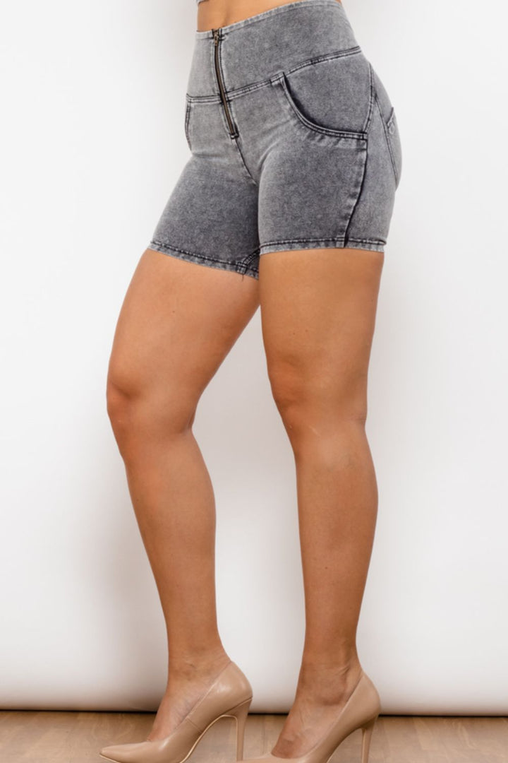 Full Size Zip Closure Denim Shorts - Denim Shorts - FITGGINS