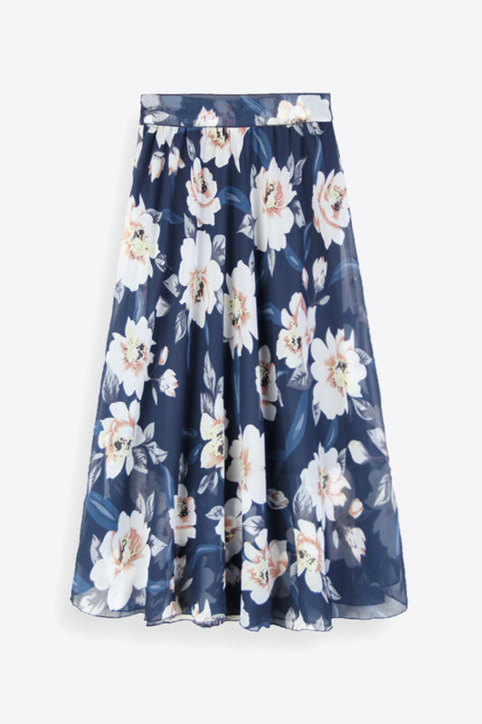 Full Size Floral Tie-Waist Skirt - Skirts - FITGGINS