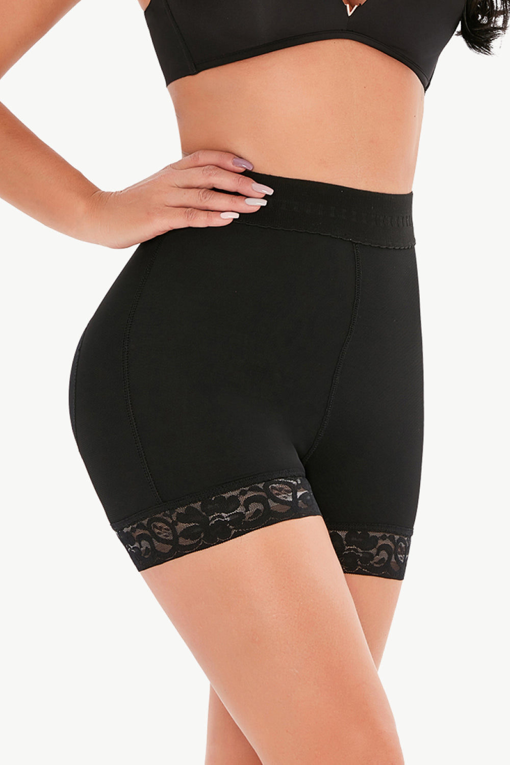 Full Size Pull-On Lace Trim Shaping Shorts - Shapewear - FITGGINS
