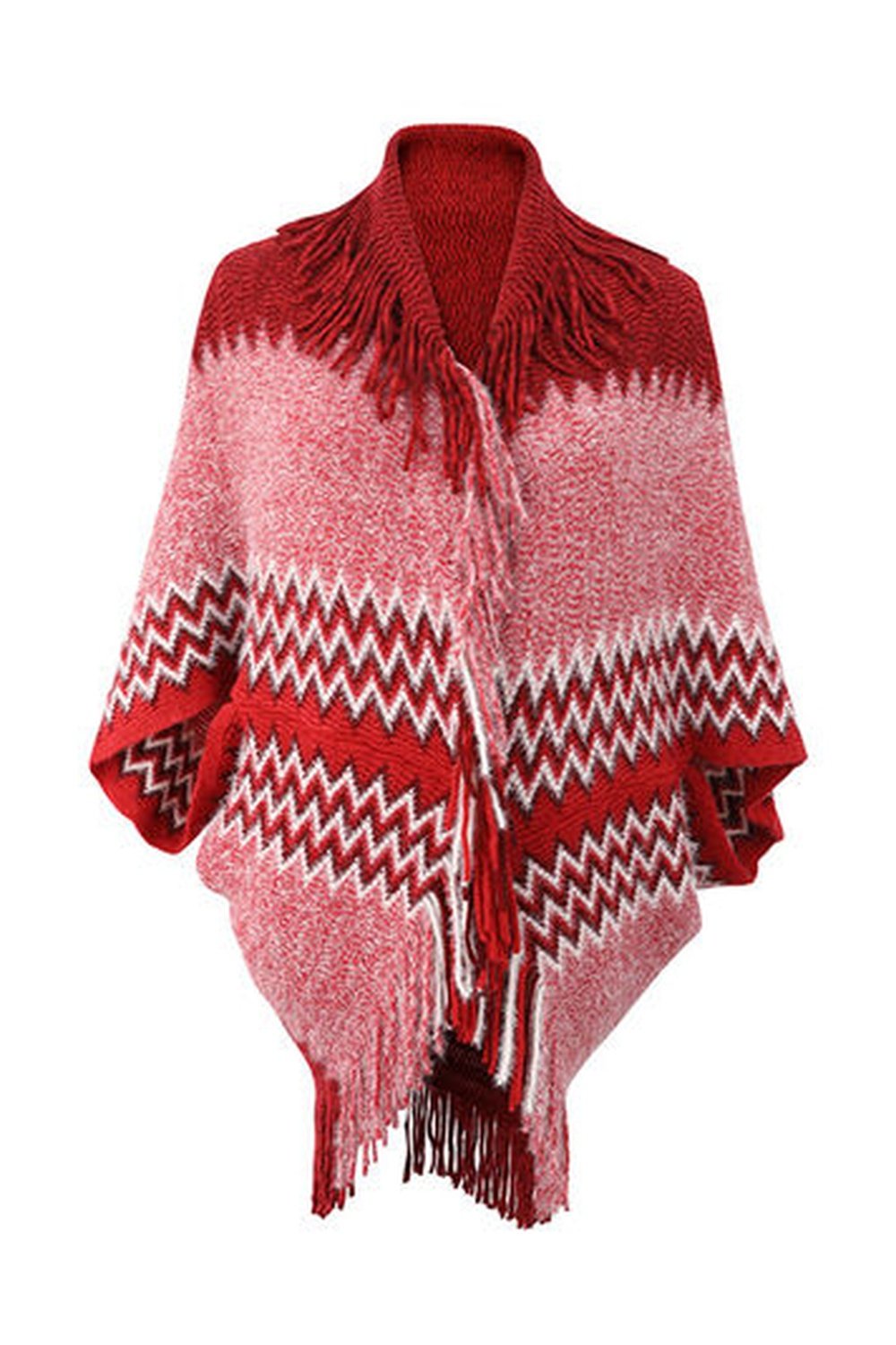 Geometric Fringe Open Front Cardigan - Cardigans - FITGGINS