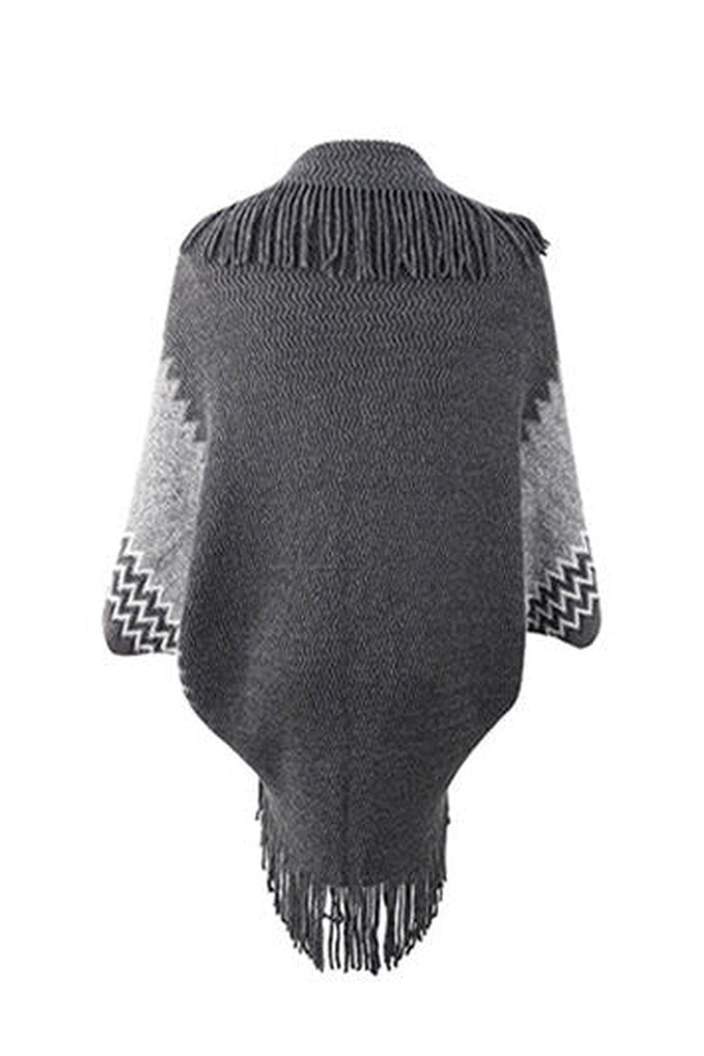 Geometric Fringe Open Front Cardigan - Cardigans - FITGGINS