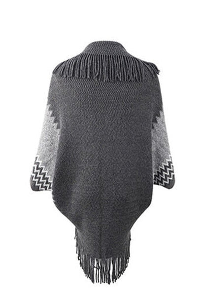 Geometric Fringe Open Front Cardigan - Cardigans - FITGGINS