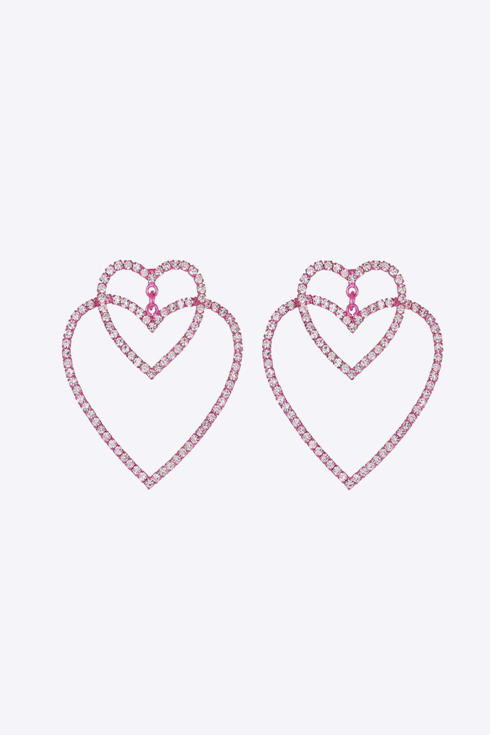 Glass Stone Decor Heart Copper Earrings - Earrings - FITGGINS