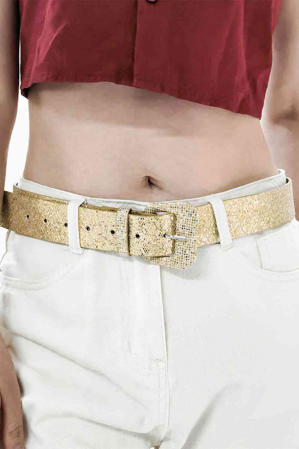 Glitter PU Leather Belt - Belt - FITGGINS