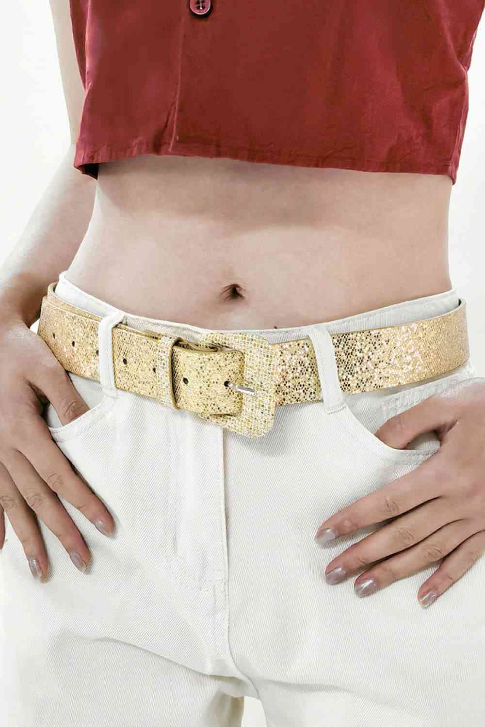 Glitter PU Leather Belt - Belt - FITGGINS