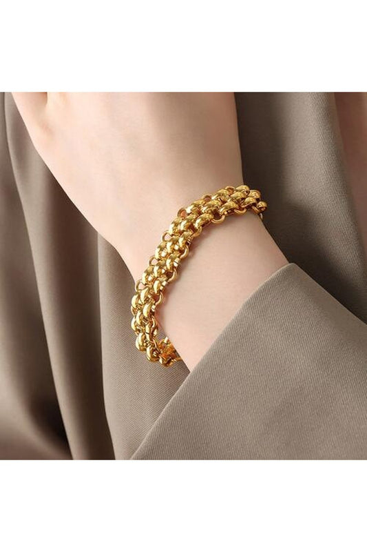 Gold-Plated Toggle Clasp Bracelet - Bracelets - FITGGINS