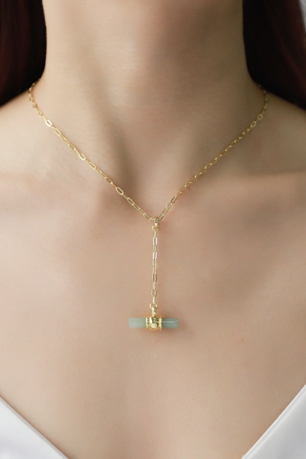 Gold-Plated Bar Pendant OT Chain Necklace - Necklaces - FITGGINS
