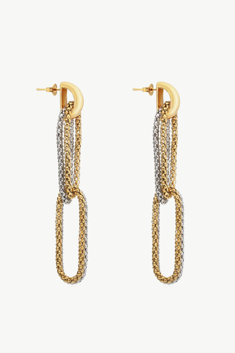 Gold-Plated D-Shaped Drop Earrings - Earrings - FITGGINS