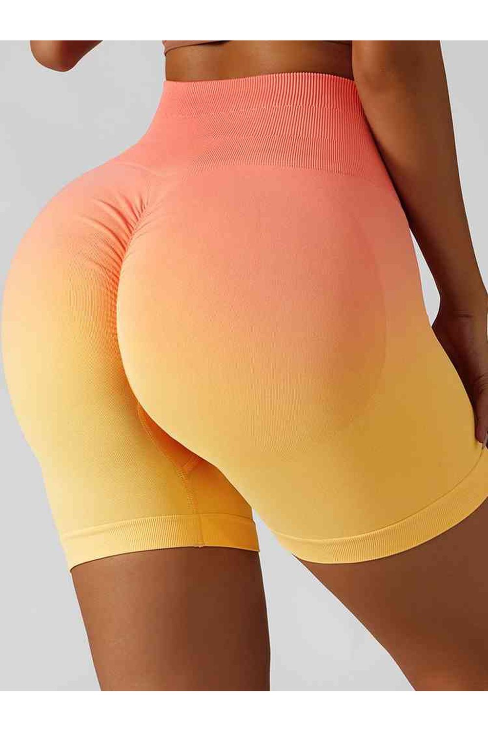 Gradient Wide Waistband Slim Fit Sports Shorts - Short Leggings - FITGGINS