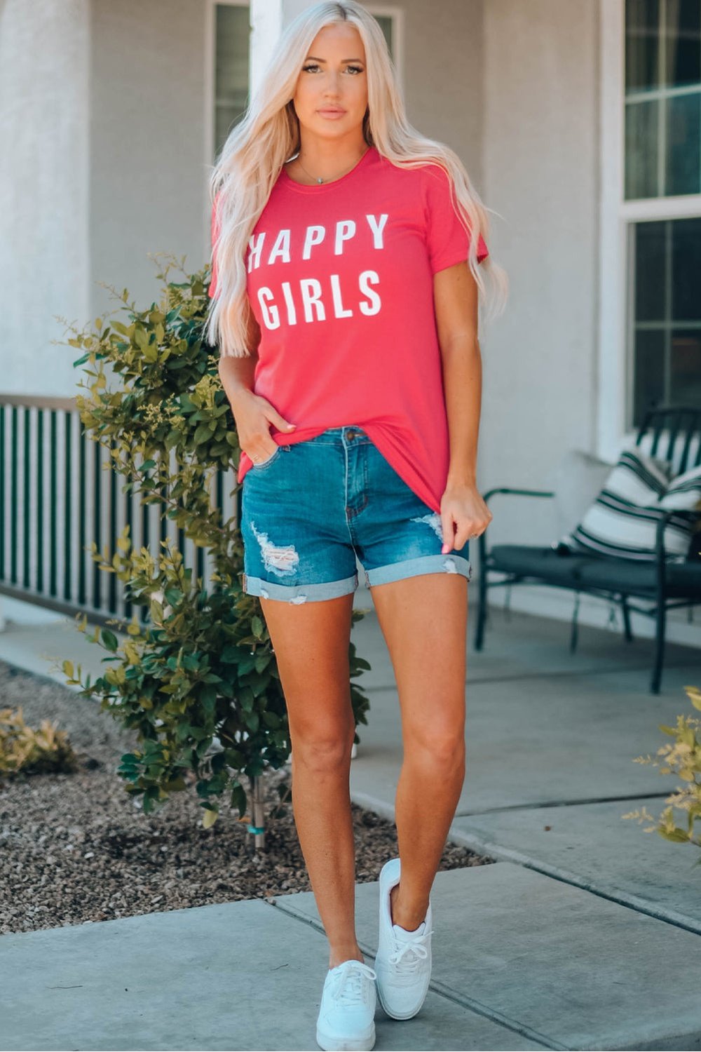 HAPPY GIRLS Short Sleeve Tee Shirt - T-Shirts - FITGGINS