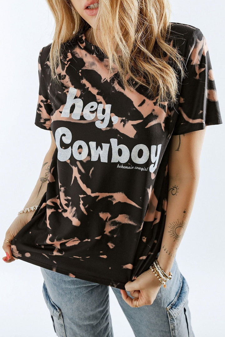 HEY COWBOY BOHEMIAN COWGIRL Graphic Tie-Dye Tee - T-Shirts - FITGGINS