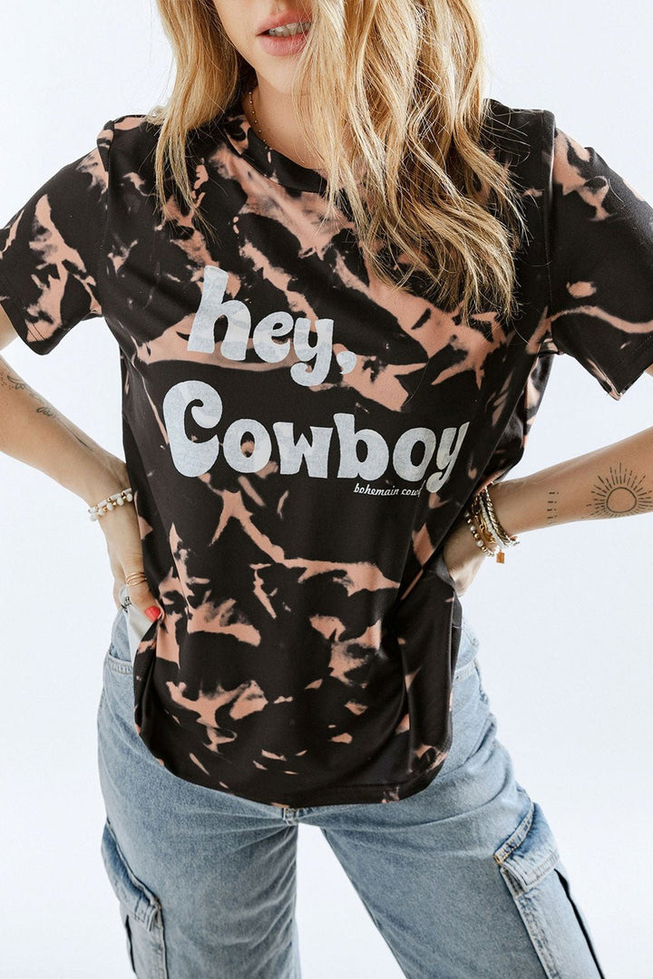 HEY COWBOY BOHEMIAN COWGIRL Graphic Tie-Dye Tee - T-Shirts - FITGGINS
