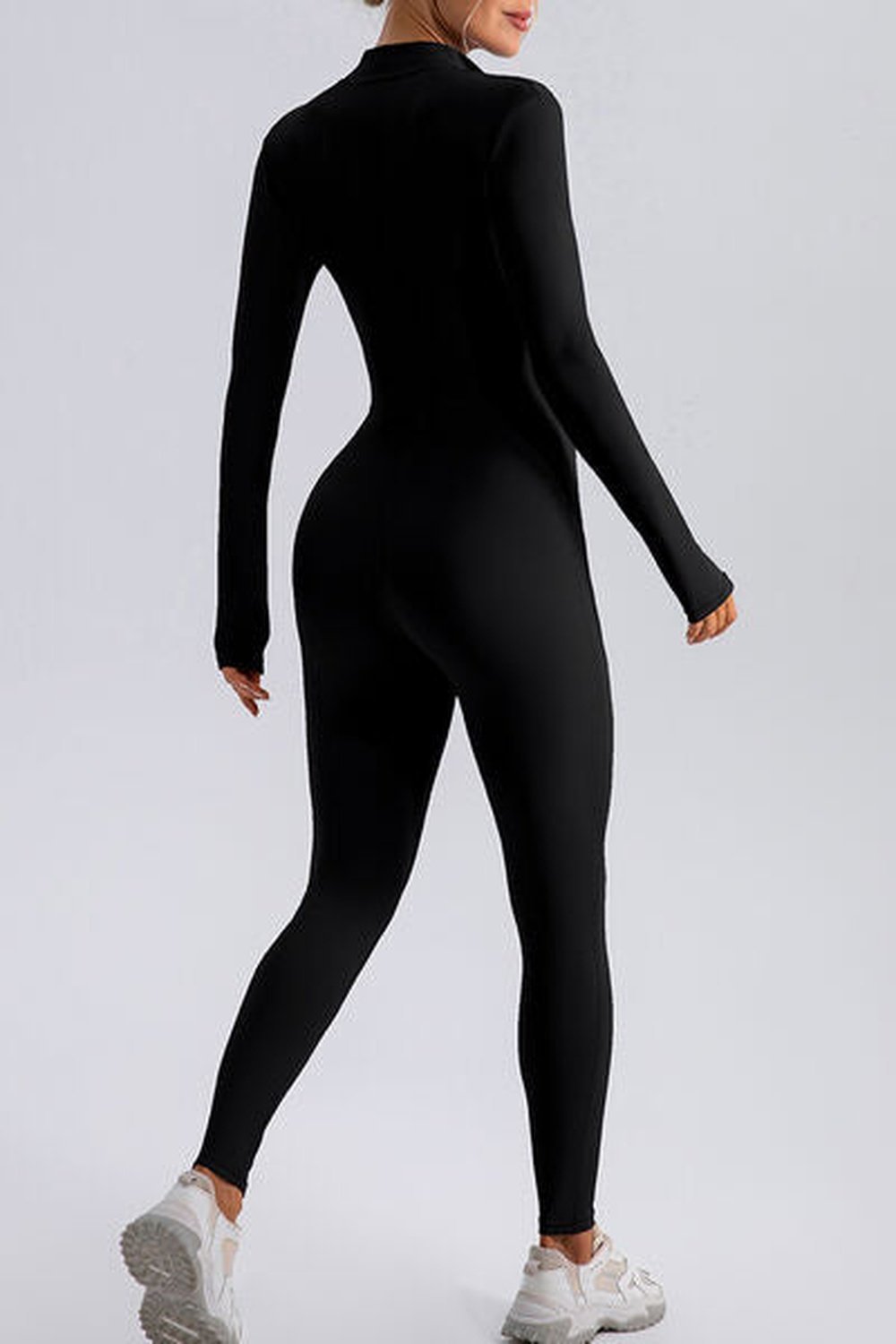 Half Zip Mock Neck Active Jumpsuit - Active Set - FITGGINS