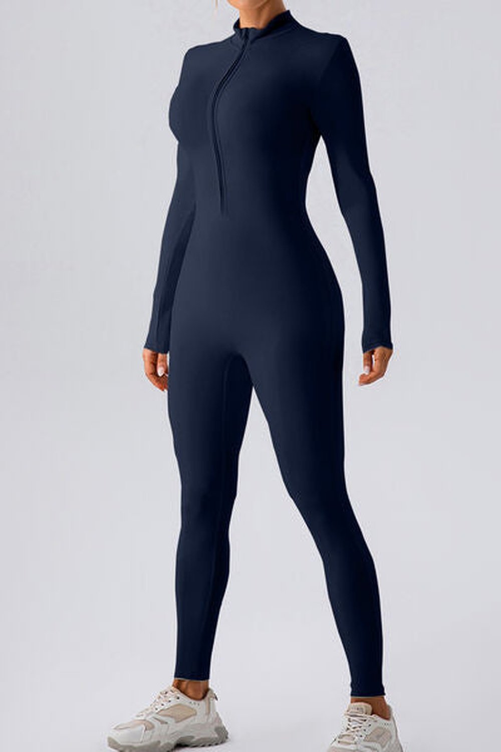 Half Zip Mock Neck Active Jumpsuit - Active Set - FITGGINS