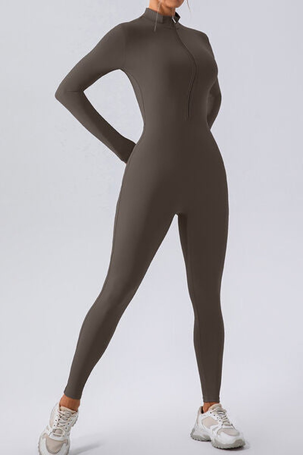 Half Zip Mock Neck Active Jumpsuit - Active Set - FITGGINS