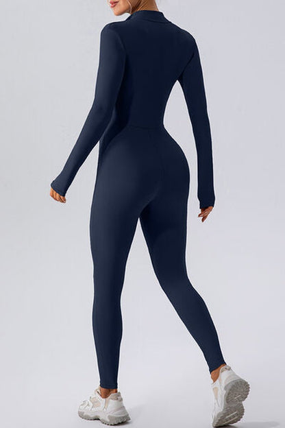 Half Zip Mock Neck Active Jumpsuit - Active Set - FITGGINS