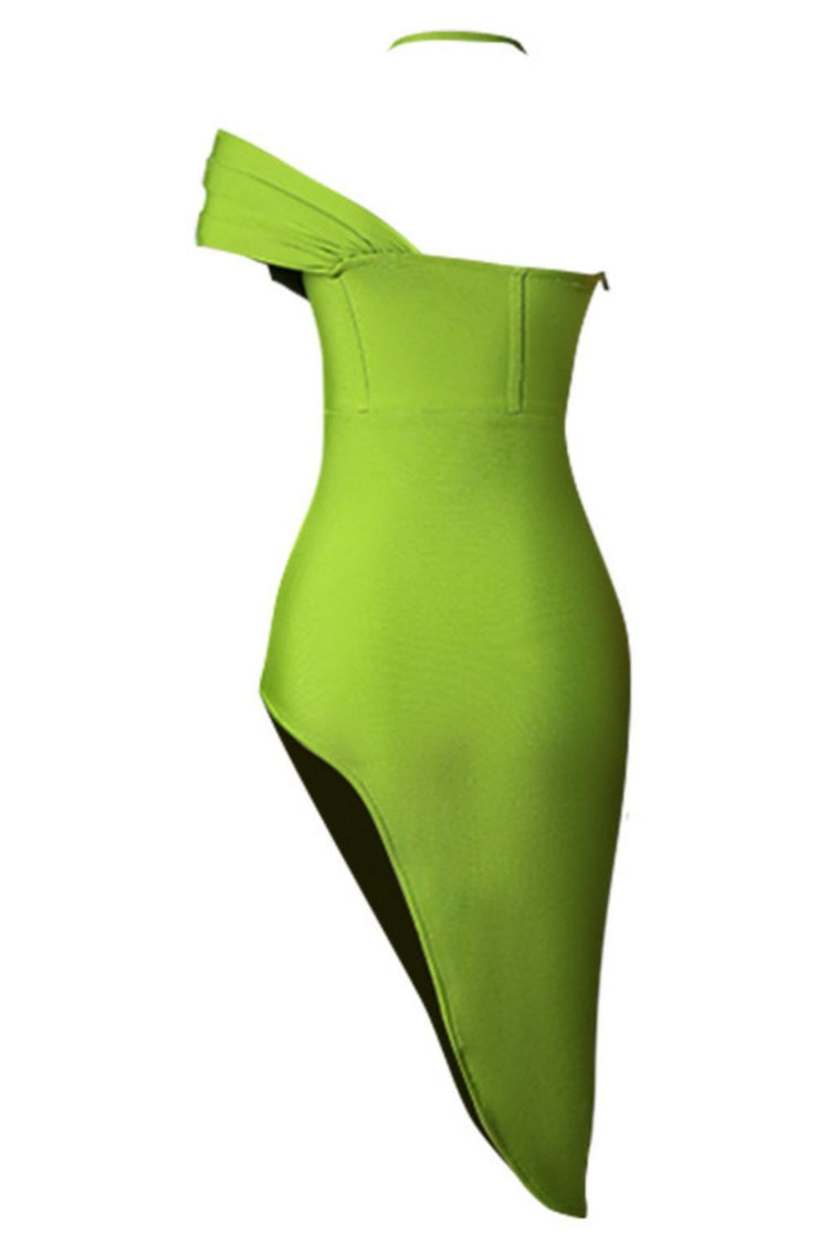 Halter Neck Seam Detail Split Dress - Cocktail Dresses - FITGGINS