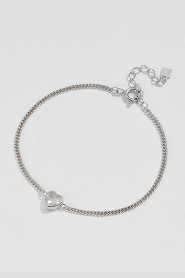 Heart Inlaid Zircon Spring Ring Closure Bracelet - Bracelets - FITGGINS
