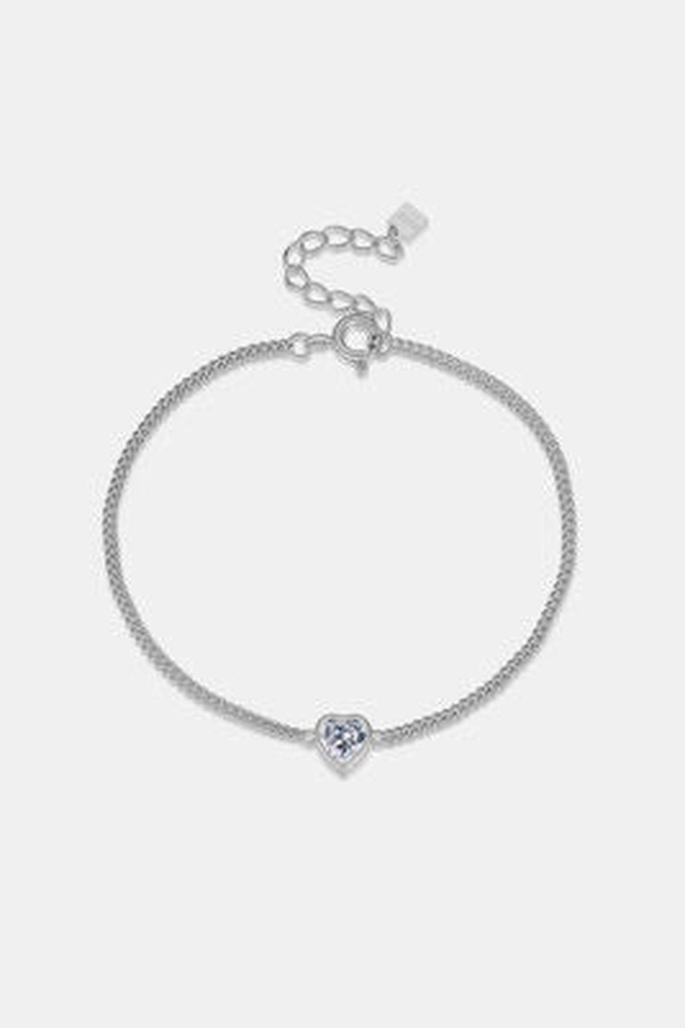 Heart Inlaid Zircon Spring Ring Closure Bracelet - Bracelets - FITGGINS