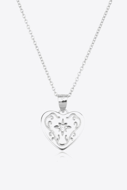 Heart Pendant 925 Sterling Silver Necklace - Necklaces - FITGGINS