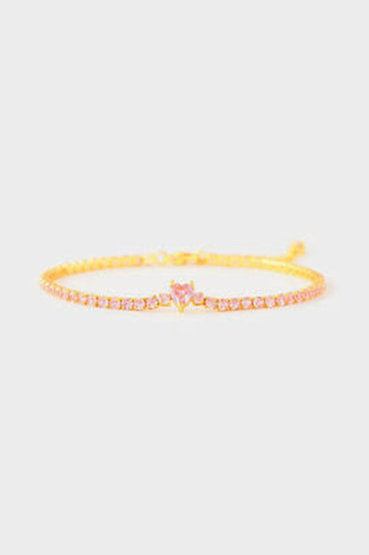 Heart Shape Inlaid Zircon 18K Gold-Plated Bracelet - Bracelets - FITGGINS