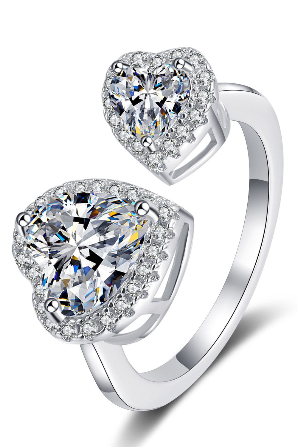 Heart-Shape Moissanite Open Ring - Rings - FITGGINS