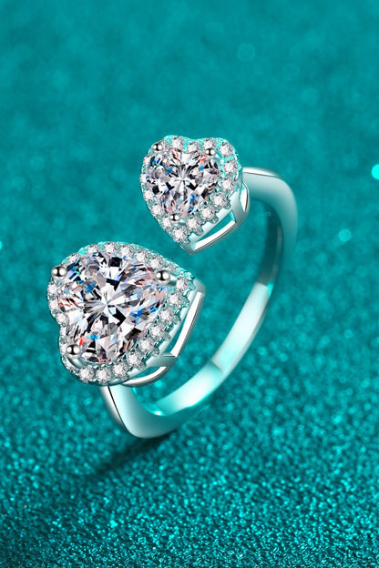 Heart-Shape Moissanite Open Ring - Rings - FITGGINS