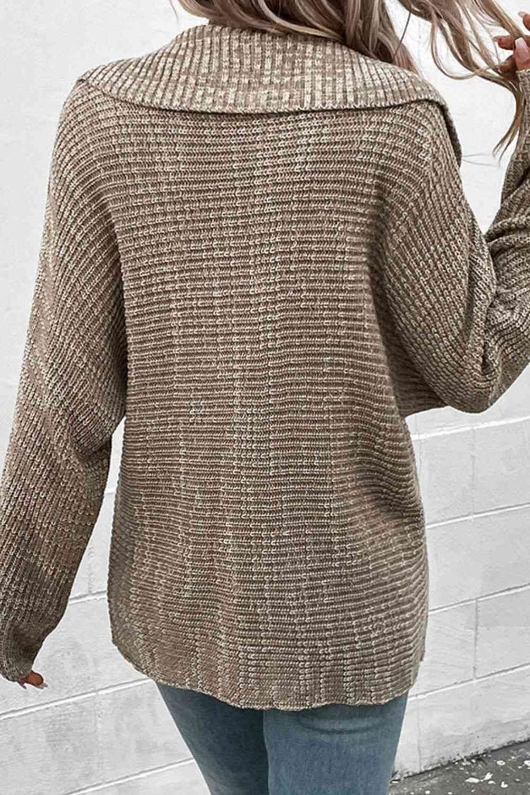 Heathered Horizontal-Ribbing Pullover Sweater - Pullover Sweaters - FITGGINS