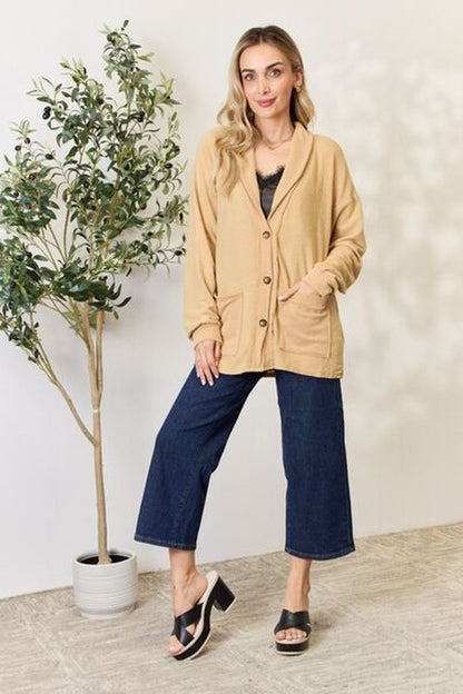 Heimish Full Size Button Up Long Sleeve Cardigan - Cardigans - FITGGINS