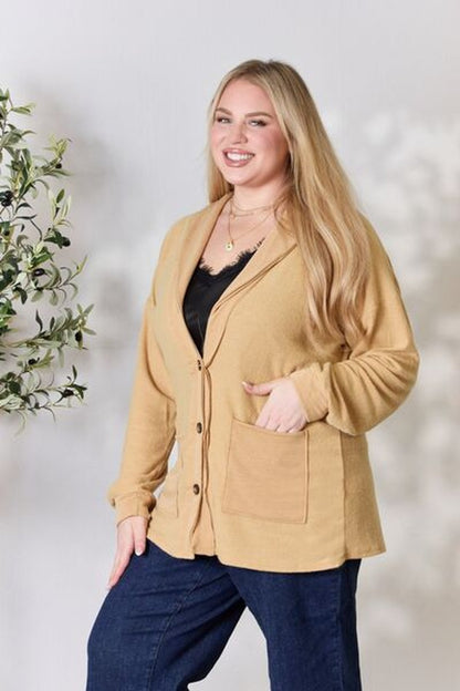 Heimish Full Size Button Up Long Sleeve Cardigan - Cardigans - FITGGINS