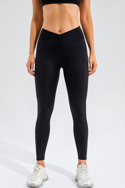 High Waist Active Leggings with Pockets - Leggings - FITGGINS