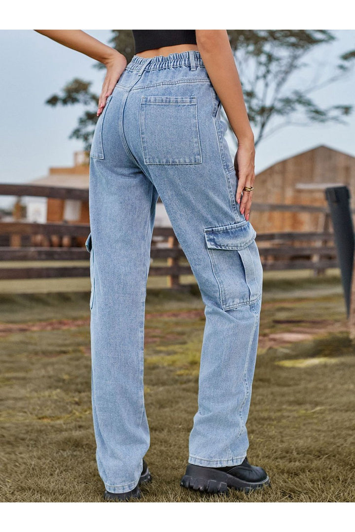 High Waist Cargo Jeans - Jeans - FITGGINS