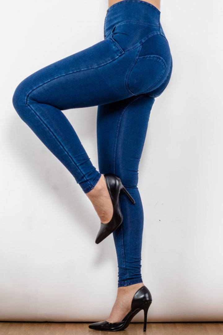 High Waist Zip Up Skinny Long Jeans - Jeans - FITGGINS